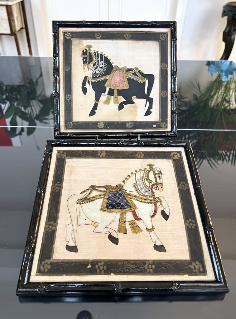 Silk Paintings On Bamboo-style Wall Frames - Napoleon III