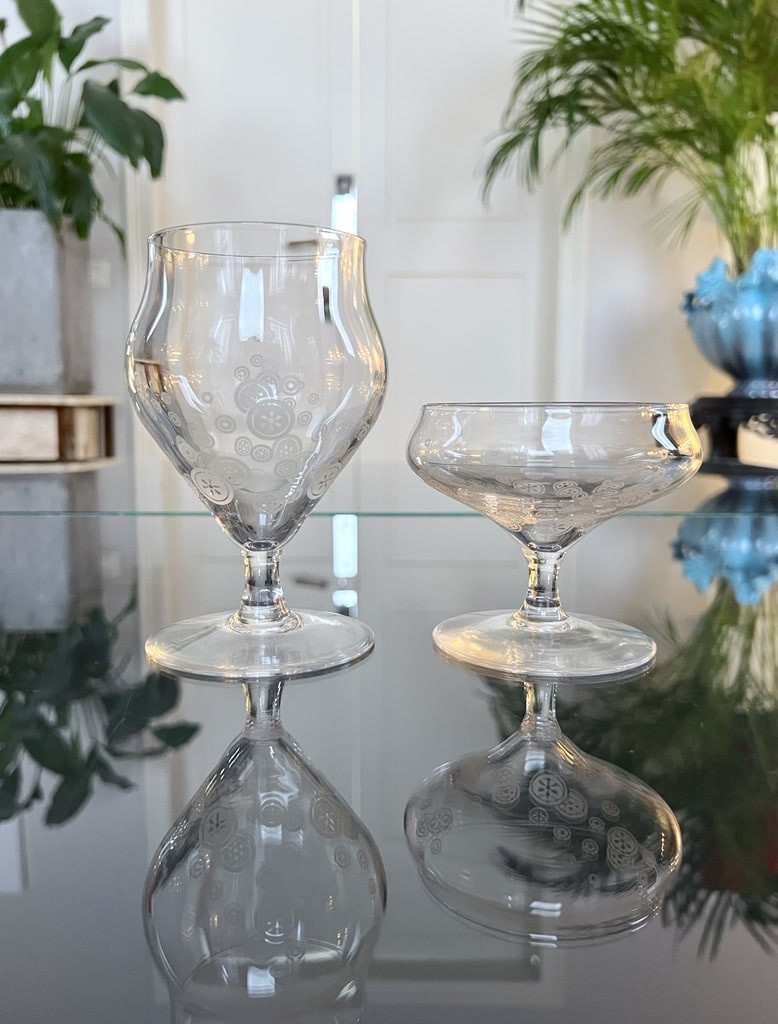 Crystal Champagne Glasses - Art Deco - Table Glasses-photo-2