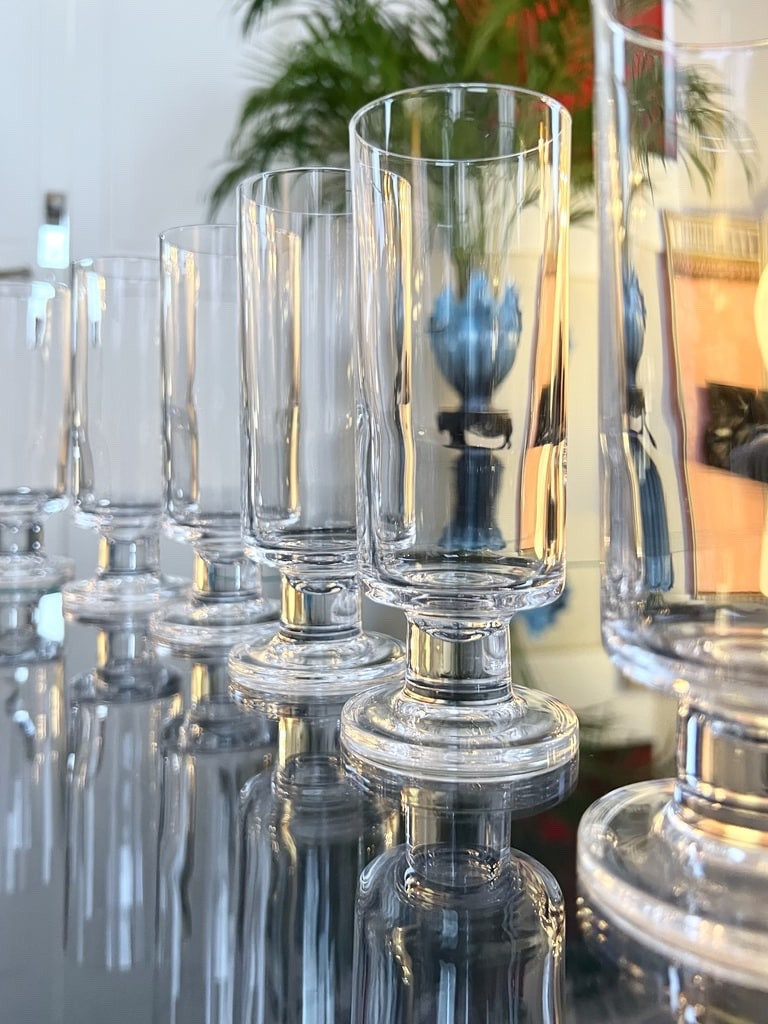 Crystal Champagne Flutes - Vintage 1970s Glassware Set-photo-1