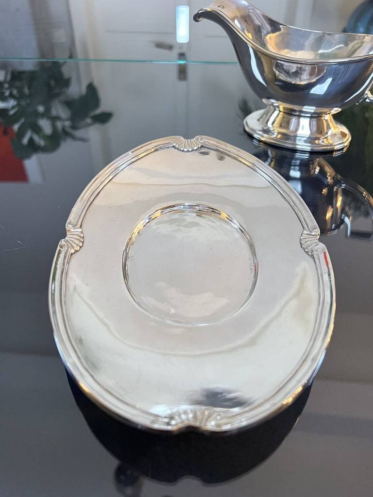 Saucière Plateau en Métal Argenté - XXe siècle Vintage-photo-3