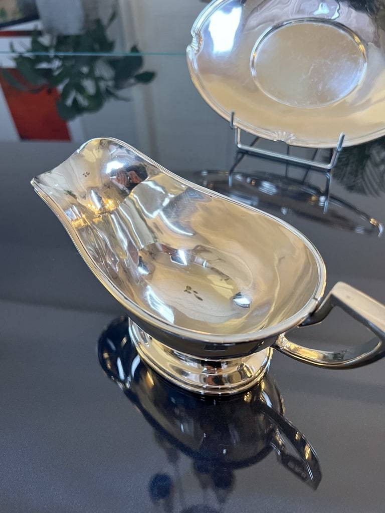 Saucière Plateau en Métal Argenté - XXe siècle Vintage-photo-5