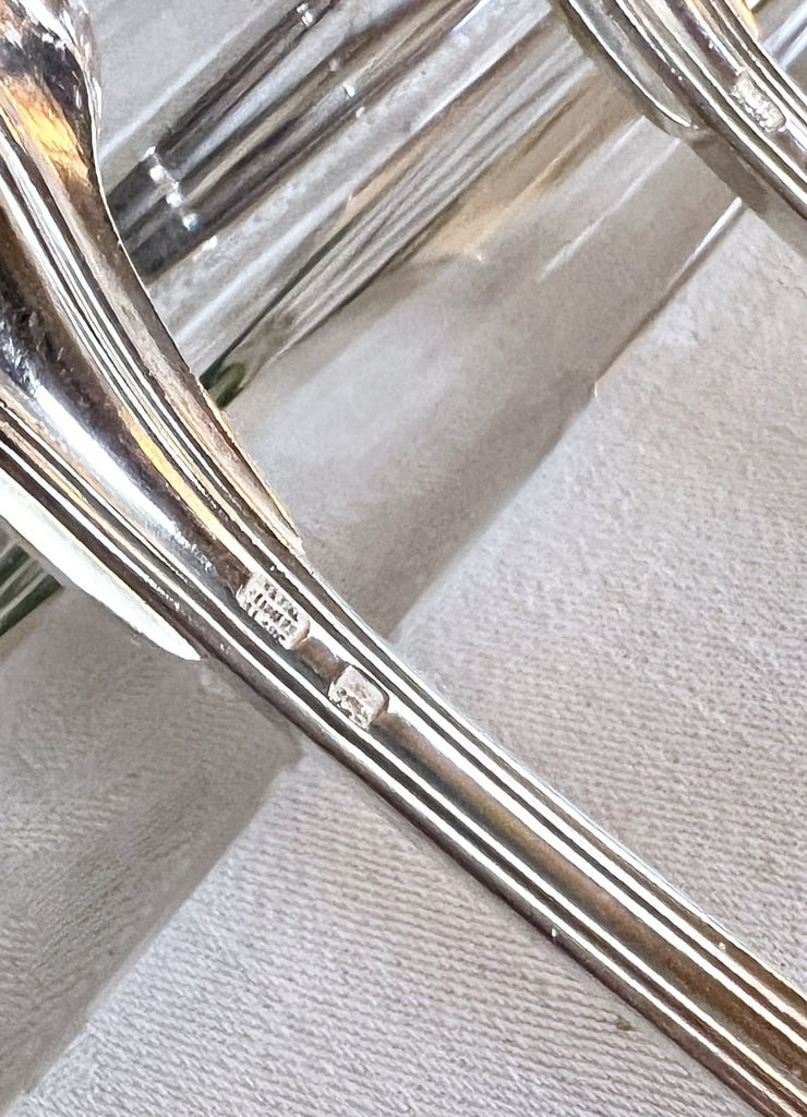 Cuillères à Dessert En Métal Blanc Modèle Aux Filets - Coffret Couverts -photo-5