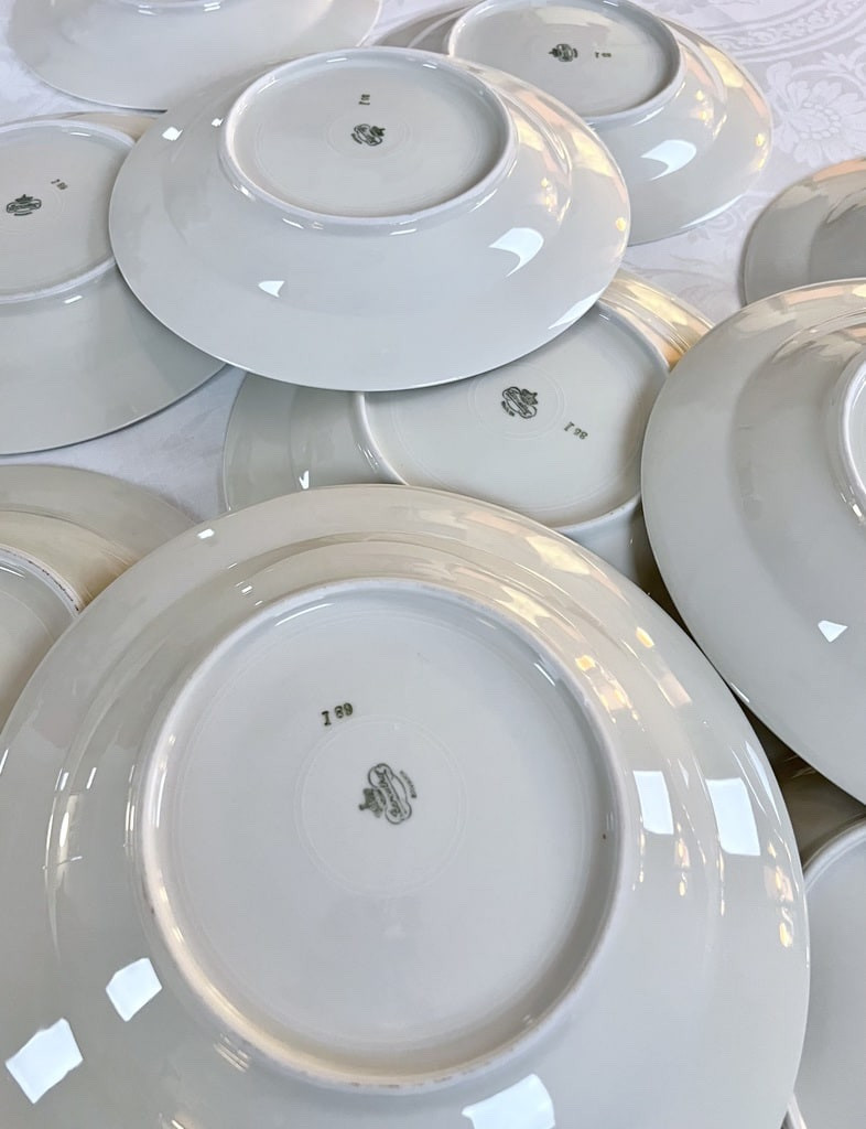 Assiettes Creuses Art Déco - Porcelaine Filet Or - Service Assiettes à Potage-photo-5