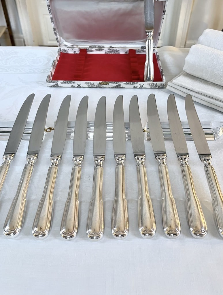 Couteaux de Table Modèle Filets - Manches Métal Argenté et Lames Inox-photo-3