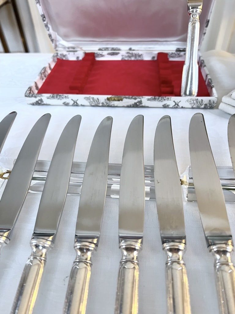 Couteaux de Table Modèle Filets - Manches Métal Argenté et Lames Inox-photo-1