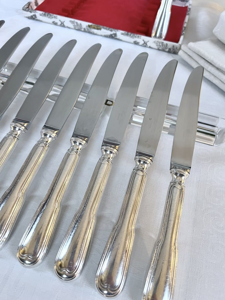 Couteaux de Table Modèle Filets - Manches Métal Argenté et Lames Inox-photo-5