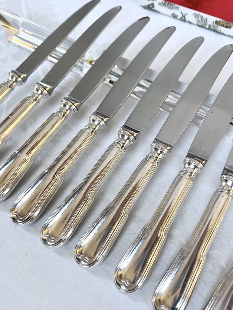 Couteaux de Table Modèle Filets - Manches Métal Argenté et Lames Inox