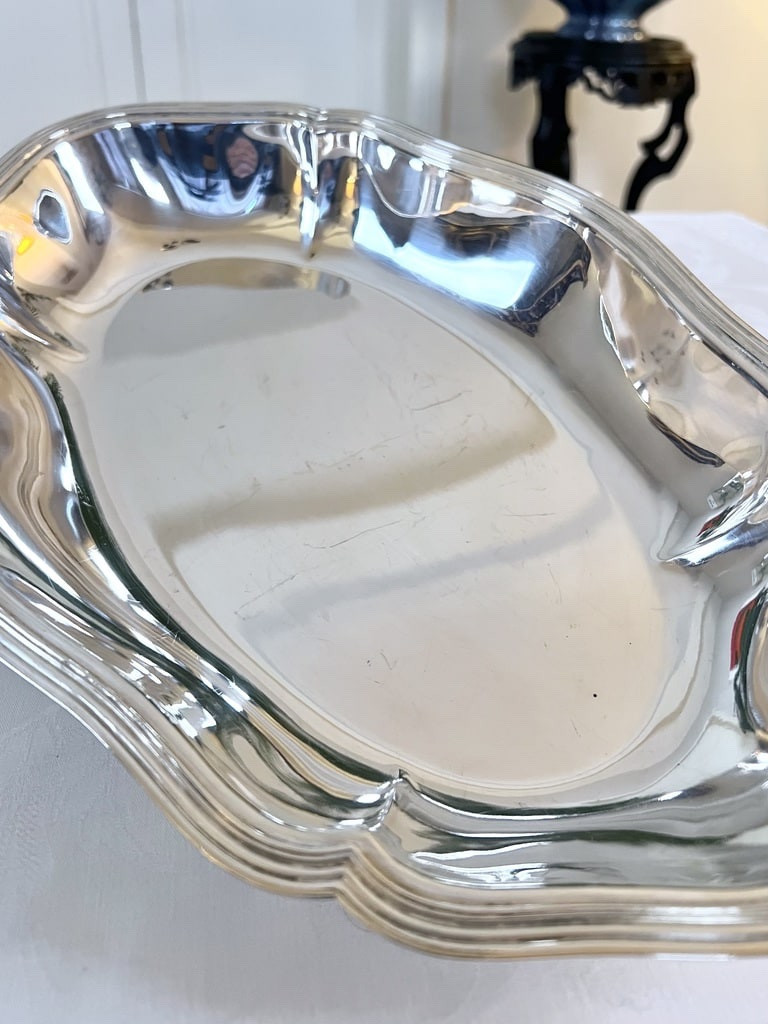 Vegetable Dish - Nickel Silver Serving Platter - Shaped Piece-photo-4
