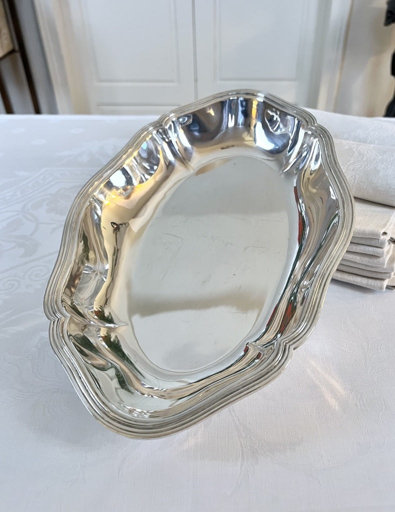 Vegetable Dish - Nickel Silver Serving Platter - Shaped Piece-photo-2
