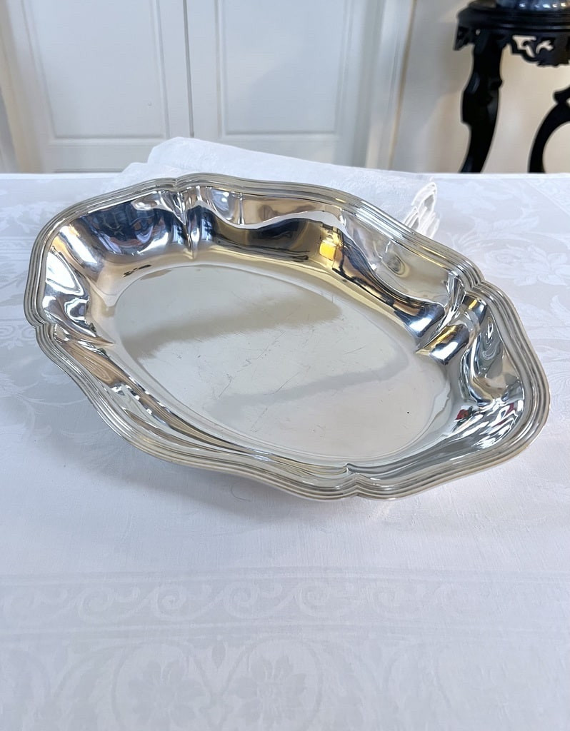 Vegetable Dish - Nickel Silver Serving Platter - Shaped Piece-photo-7