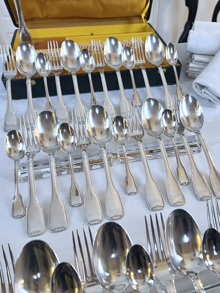 Ménagère en métal argenté François Frionnet - Couverts Art Déco 1940-photo-2