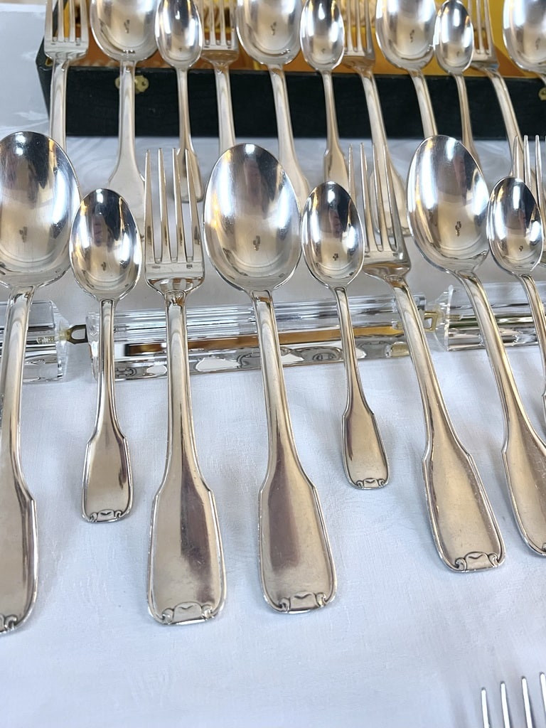 Ménagère en métal argenté François Frionnet - Couverts Art Déco 1940-photo-5