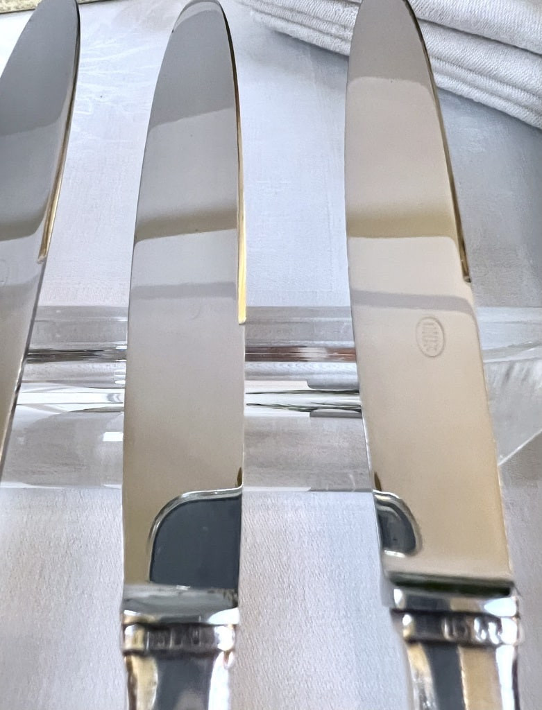 Couteaux à entremets vintage en métal argenté et inox - Coffret -photo-2