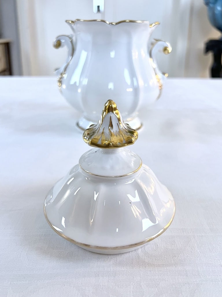 Sucrier en Porcelaine Blanche Vieux Paris - Décor à l'Or Fin - Haviland -photo-3