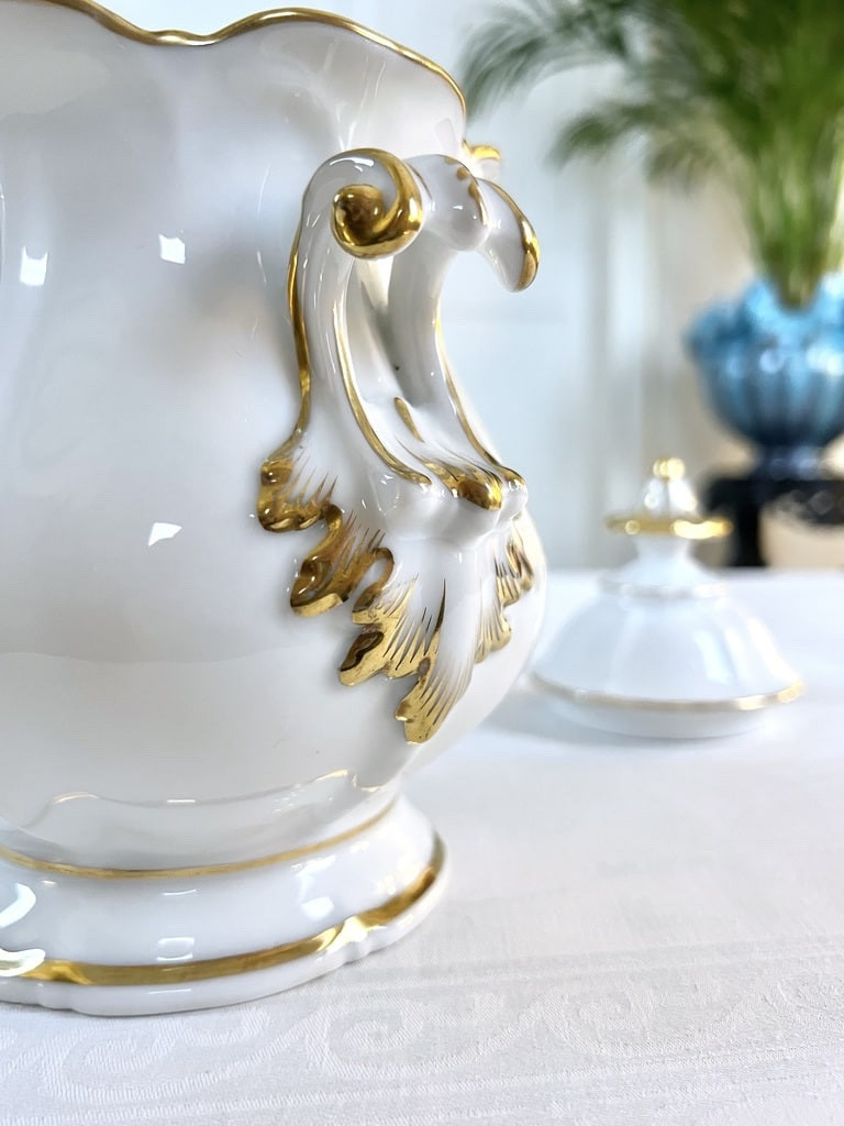 Sucrier en Porcelaine Blanche Vieux Paris - Décor à l'Or Fin - Haviland -photo-4