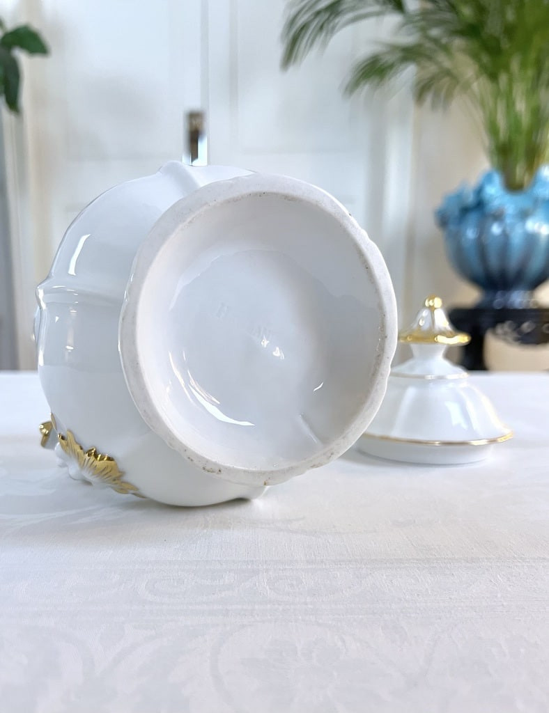 Sucrier en Porcelaine Blanche Vieux Paris - Décor à l'Or Fin - Haviland -photo-4