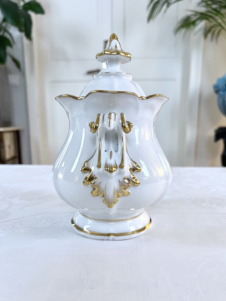 Sucrier en Porcelaine Blanche Vieux Paris - Décor à l'Or Fin - Haviland 