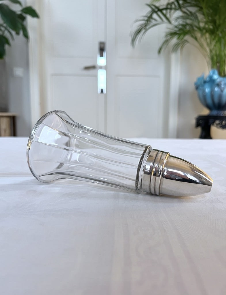 Sucrier à Poudre Vintage - Verre Métal Argenté - Saupoudreuse-photo-3