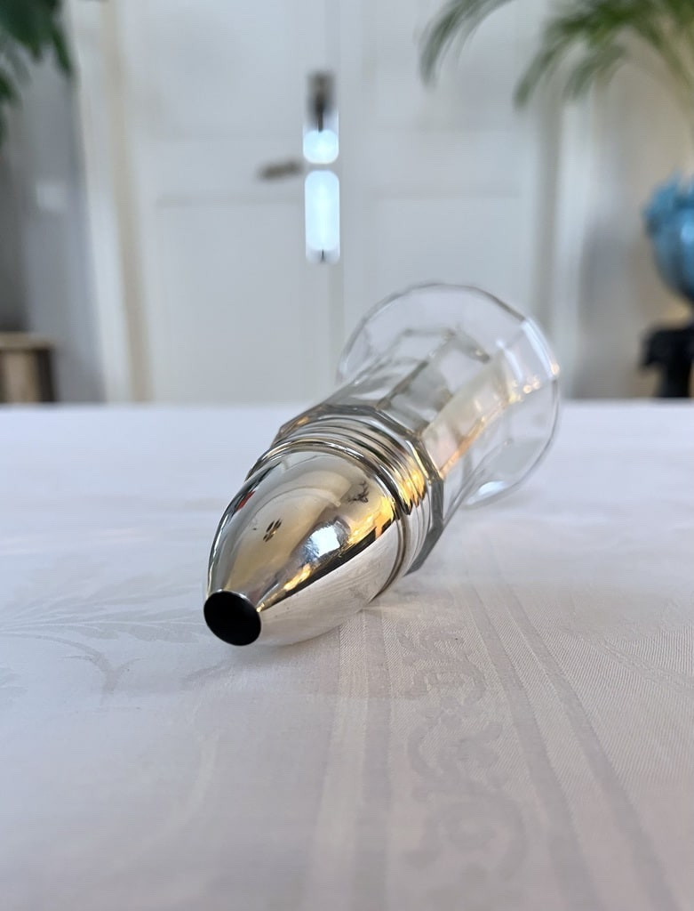 Sucrier à Poudre Vintage - Verre Métal Argenté - Saupoudreuse-photo-5