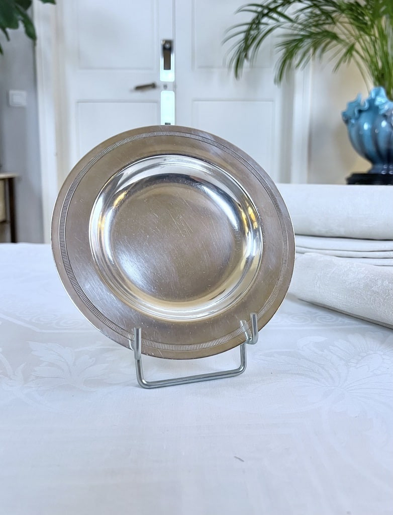 Dessous de bouteille Art Déco en métal argenté - Christofle Gallia-photo-3