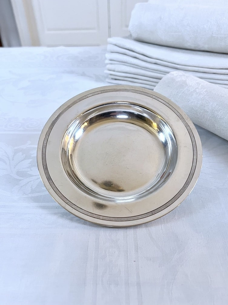 Dessous de bouteille Art Déco en métal argenté - Christofle Gallia