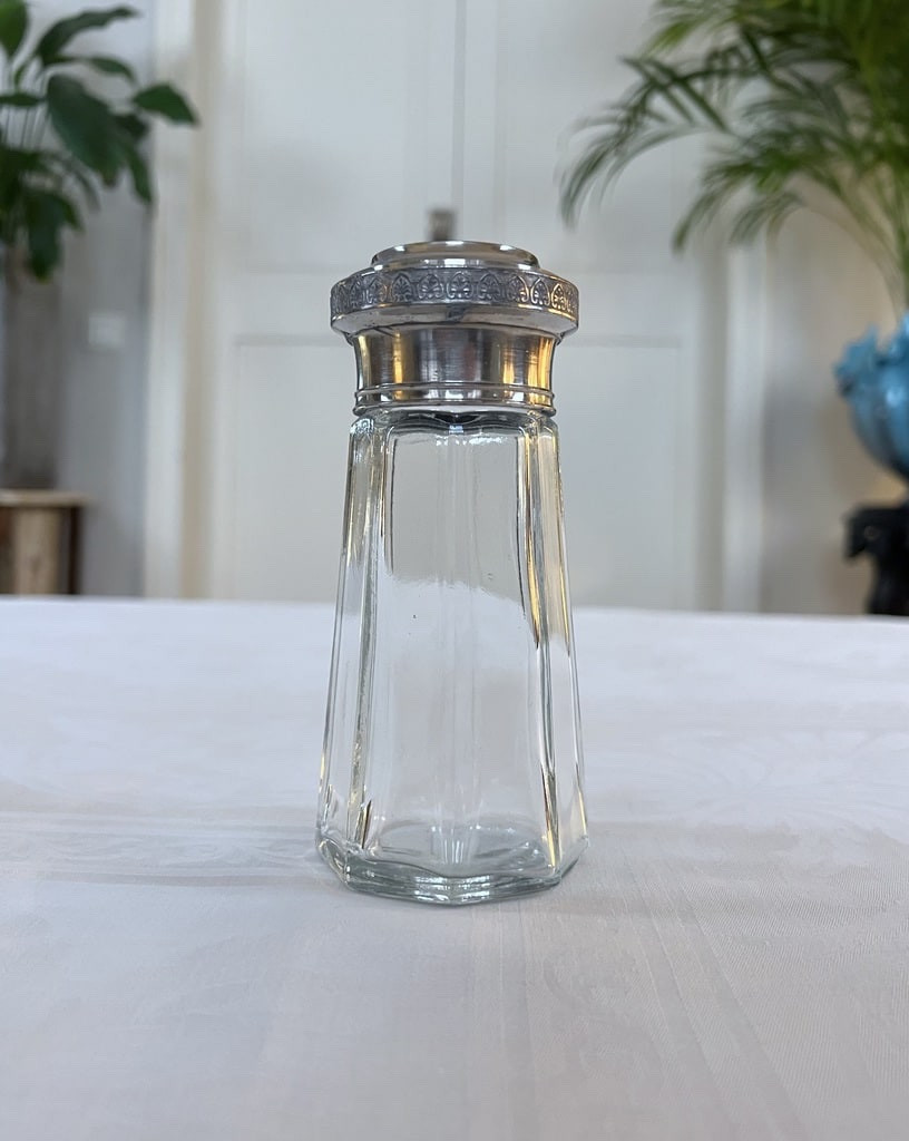 Sucrier à poudre en régule et verre soufflé - Style Empire - 19e siècle-photo-3