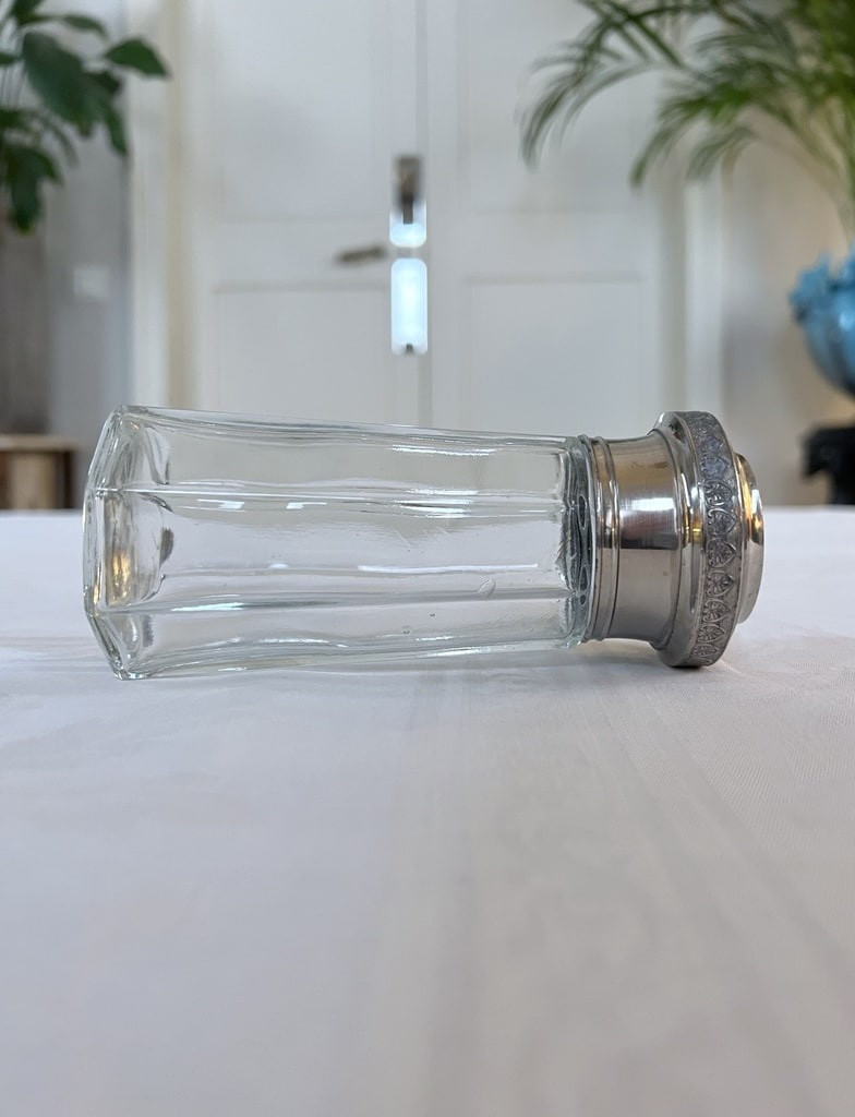 Sucrier à poudre en régule et verre soufflé - Style Empire - 19e siècle-photo-4