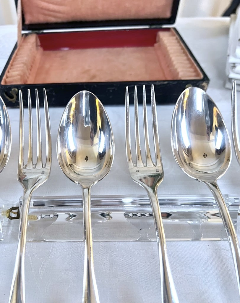 White Metal Cutlery Set - Forks And Soup Spoons - Gift Box-photo-2