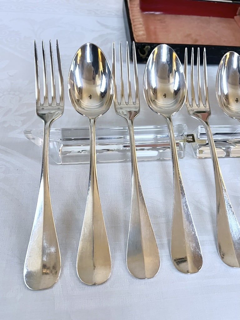 White Metal Cutlery Set - Forks And Soup Spoons - Gift Box-photo-4