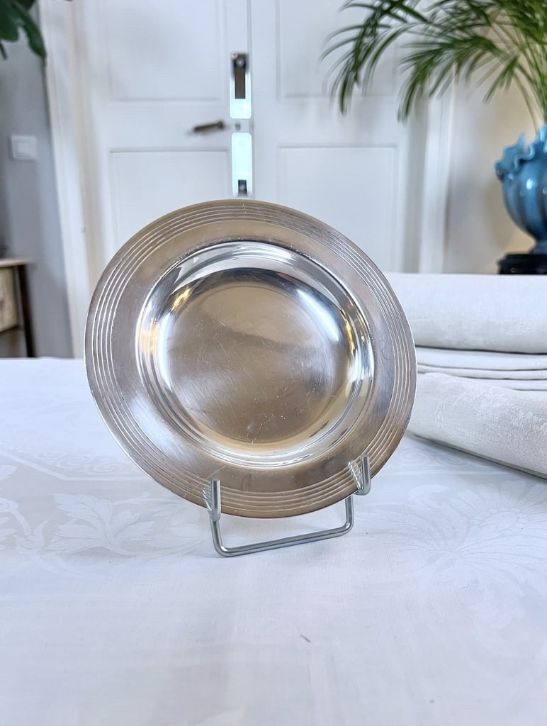 Dessous de bouteille Art Déco en métal argenté - Gallia Christofle - Argenterie