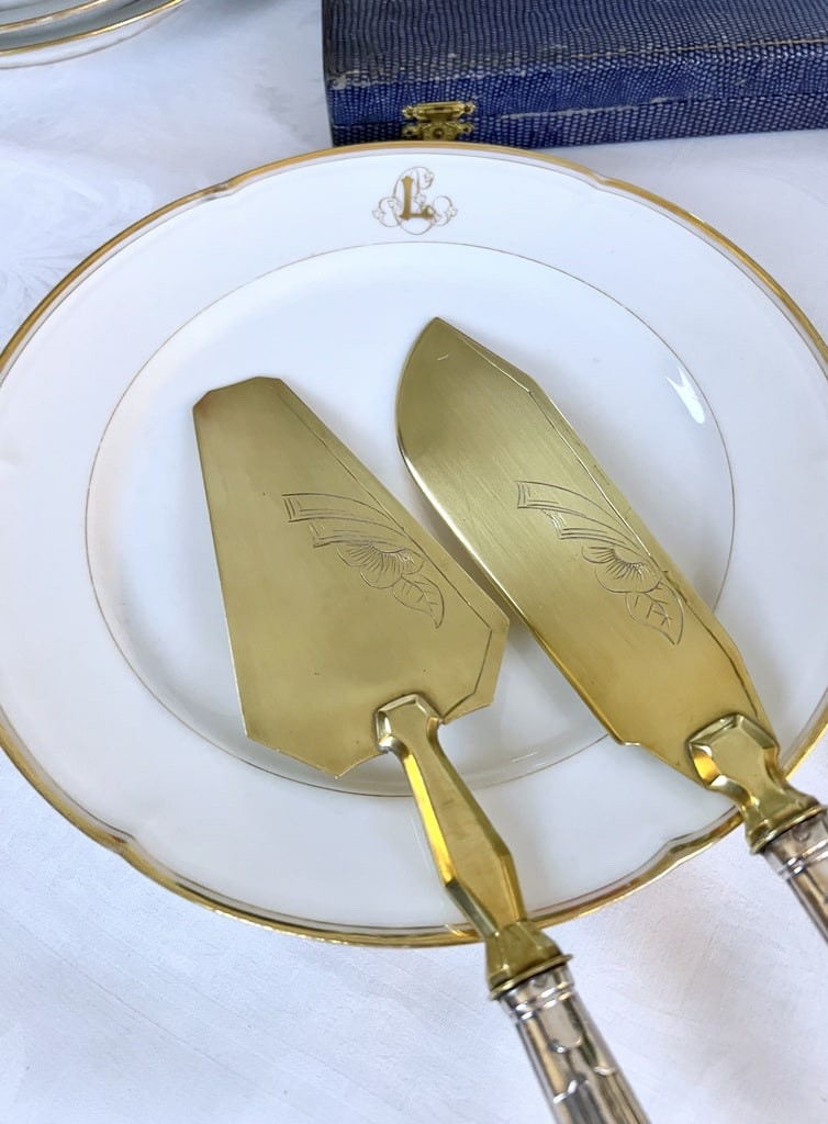 Couverts de service à dessert en argent - Pelle Gâteau Couteau - Art Déco-photo-2