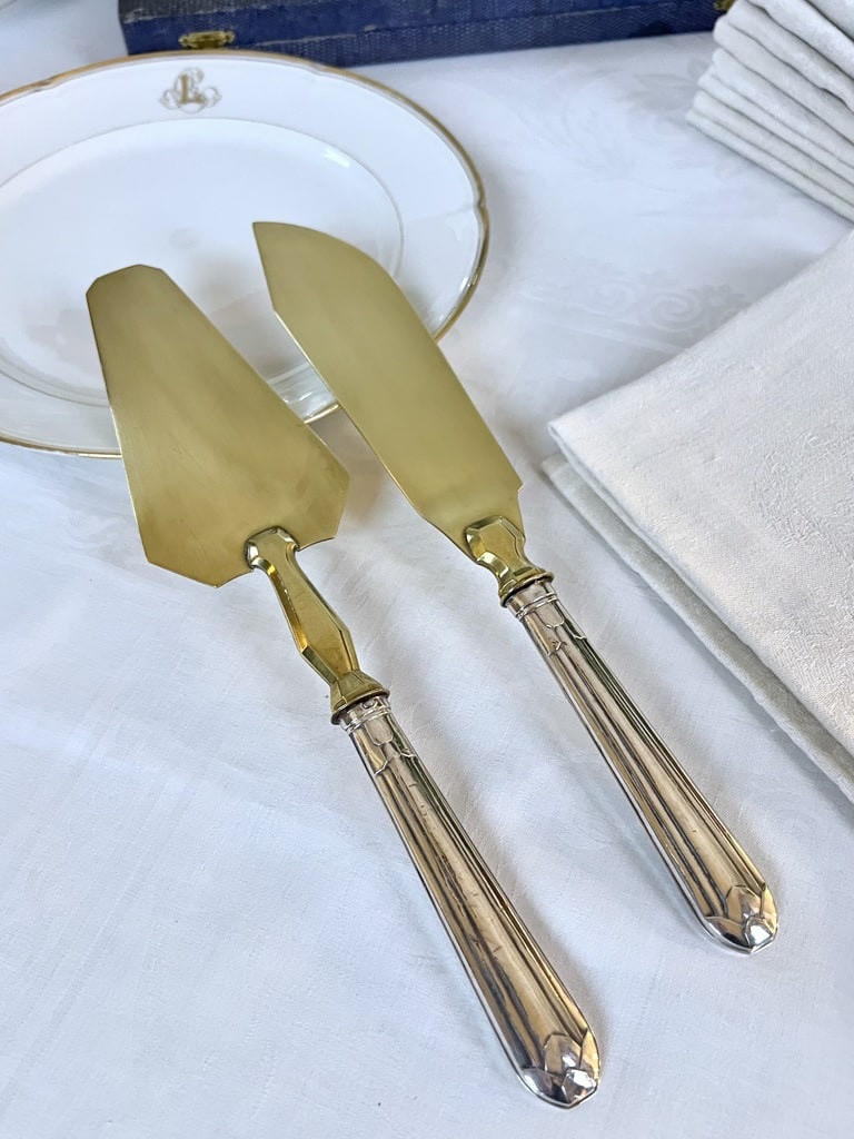 Couverts de service à dessert en argent - Pelle Gâteau Couteau - Art Déco-photo-3