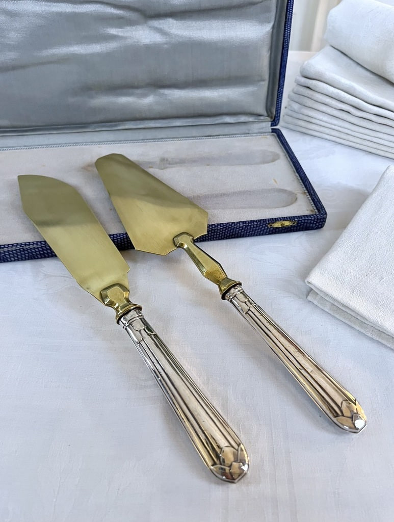 Couverts de service à dessert en argent - Pelle Gâteau Couteau - Art Déco-photo-3