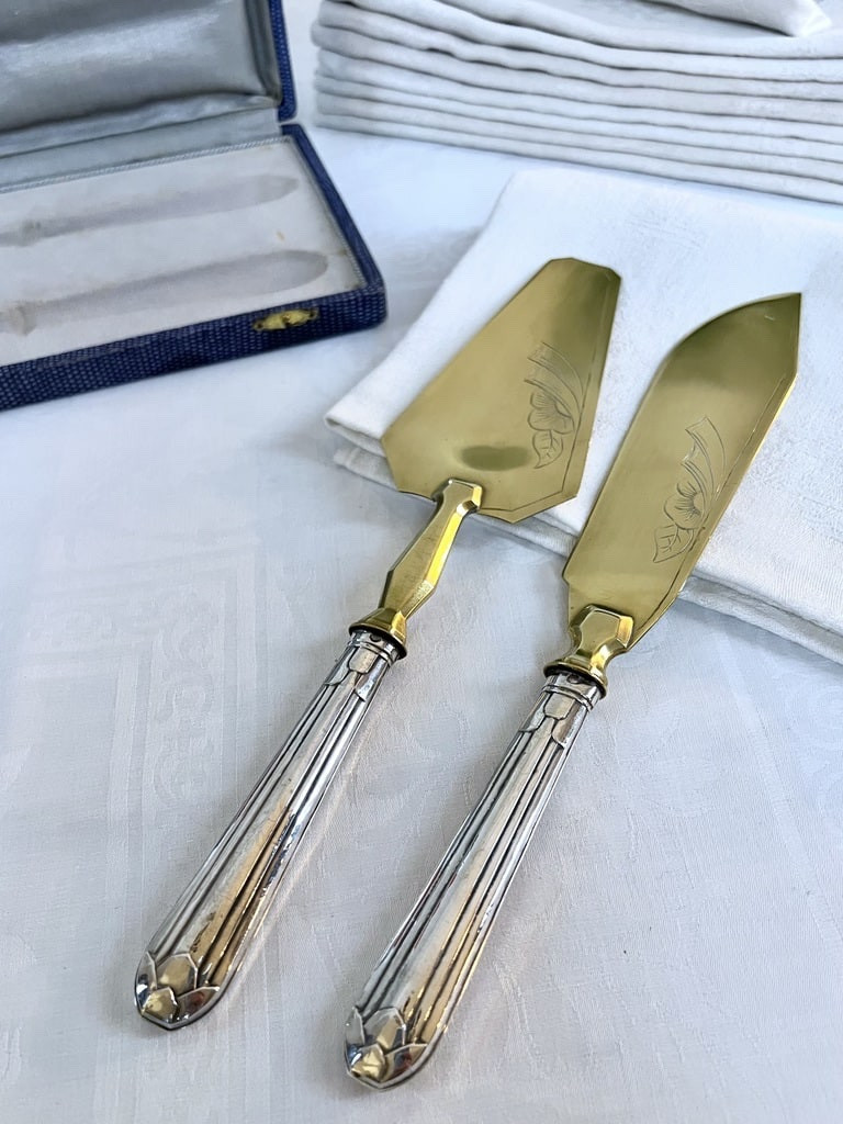 Couverts de service à dessert en argent - Pelle Gâteau Couteau - Art Déco-photo-4