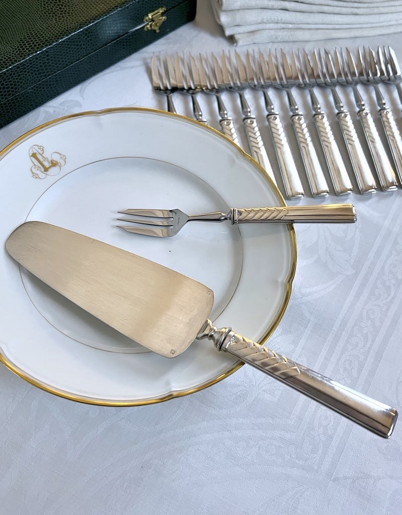 Fourchettes à dessert et pelle à gâteau en argent - Couverts Art Déco-photo-2