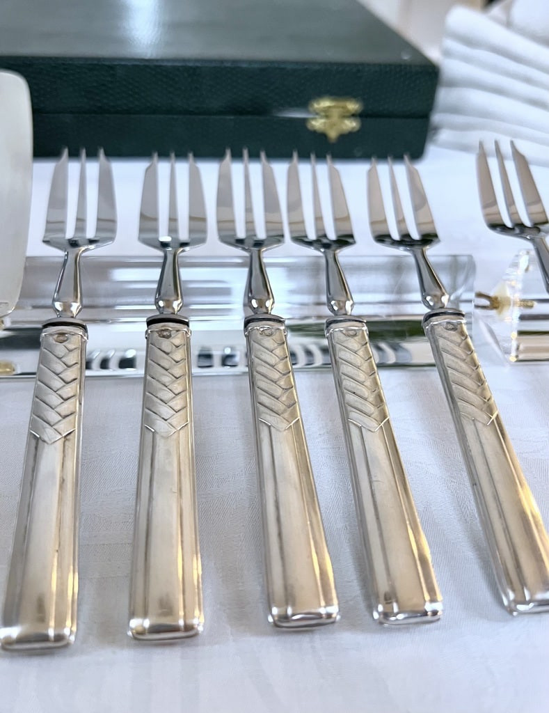 Fourchettes à dessert et pelle à gâteau en argent - Couverts Art Déco-photo-6