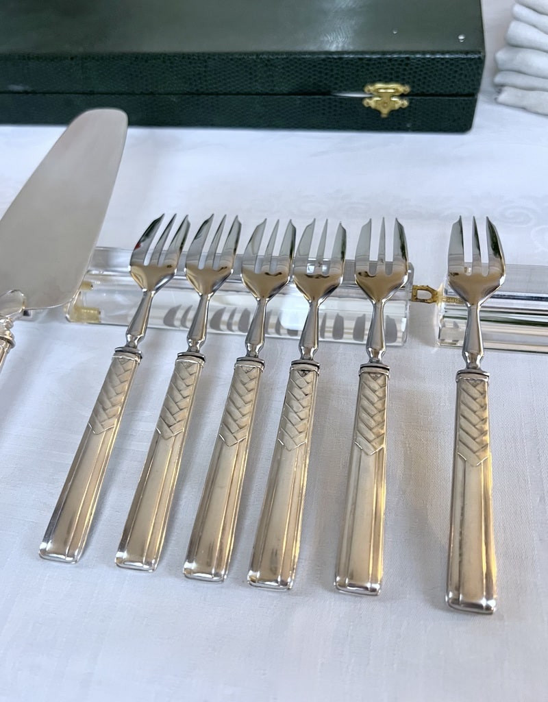 Fourchettes à dessert et pelle à gâteau en argent - Couverts Art Déco-photo-7