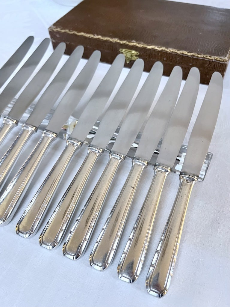 Couteaux Art Déco en métal alfénide - Christofle - Coffret-photo-2