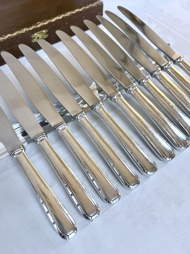 Couteaux Art Déco en métal alfénide - Christofle - Coffret-photo-1