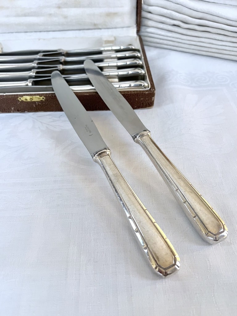 Couteaux Art Déco en métal alfénide - Christofle - Coffret-photo-5