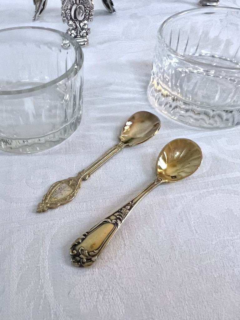 Salerons - Saltcellar And Pepperpot - Silver Plated Regulator With Embossed Vine Motif - Glassware-photo-5