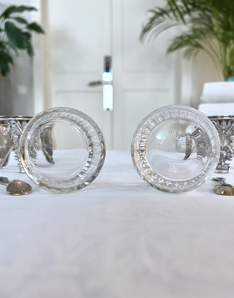 Salerons - Saltcellar And Pepperpot - Silver Plated Regulator With Embossed Vine Motif - Glassware-photo-6