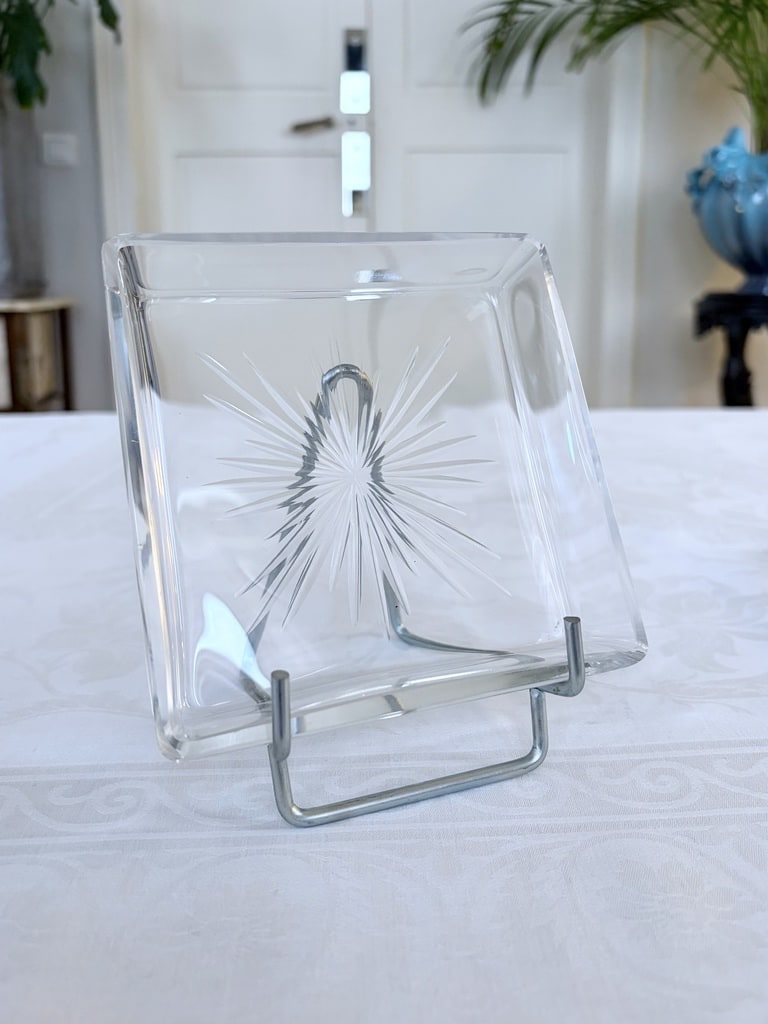 Vide-poches Style Moderne Art Déco - Verre et Plateau Métal - 20e siècle-photo-3