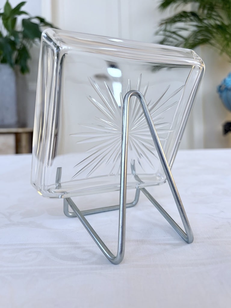 Vide-poches Style Moderne Art Déco - Verre et Plateau Métal - 20e siècle-photo-2