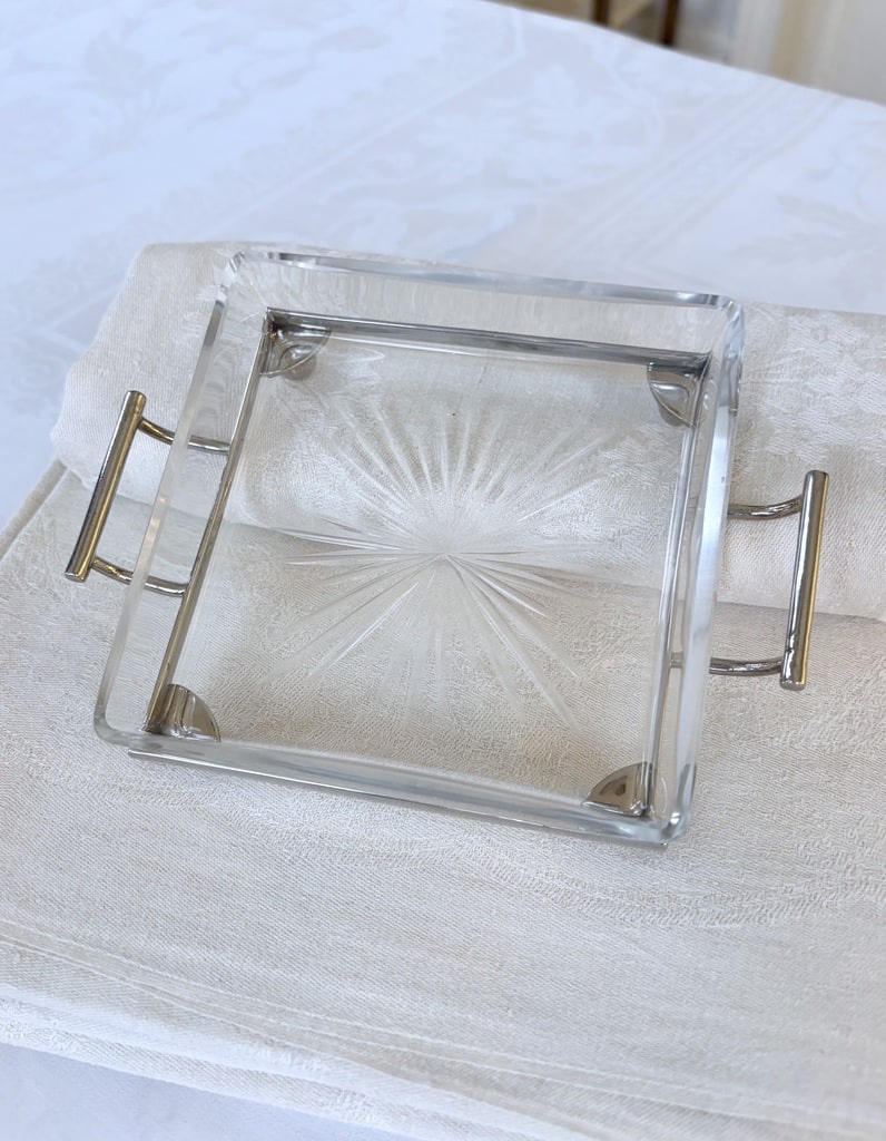 Vide-poches Style Moderne Art Déco - Verre et Plateau Métal - 20e siècle-photo-4