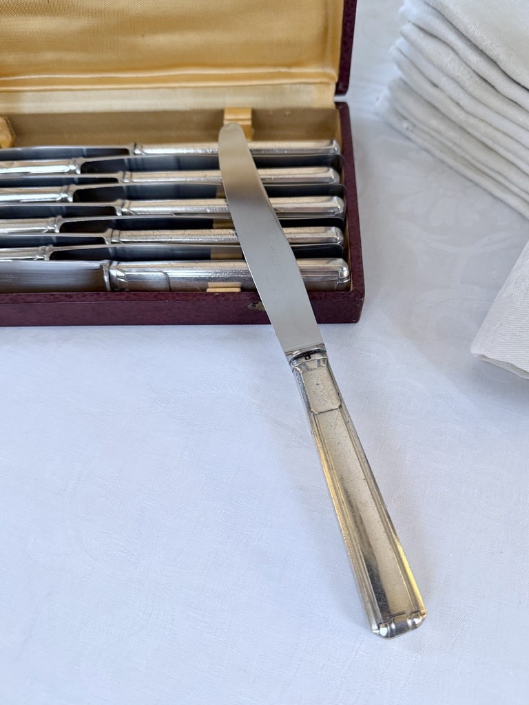 Couteaux en métal argenté - Art Déco - Coffret Ménagère-photo-3
