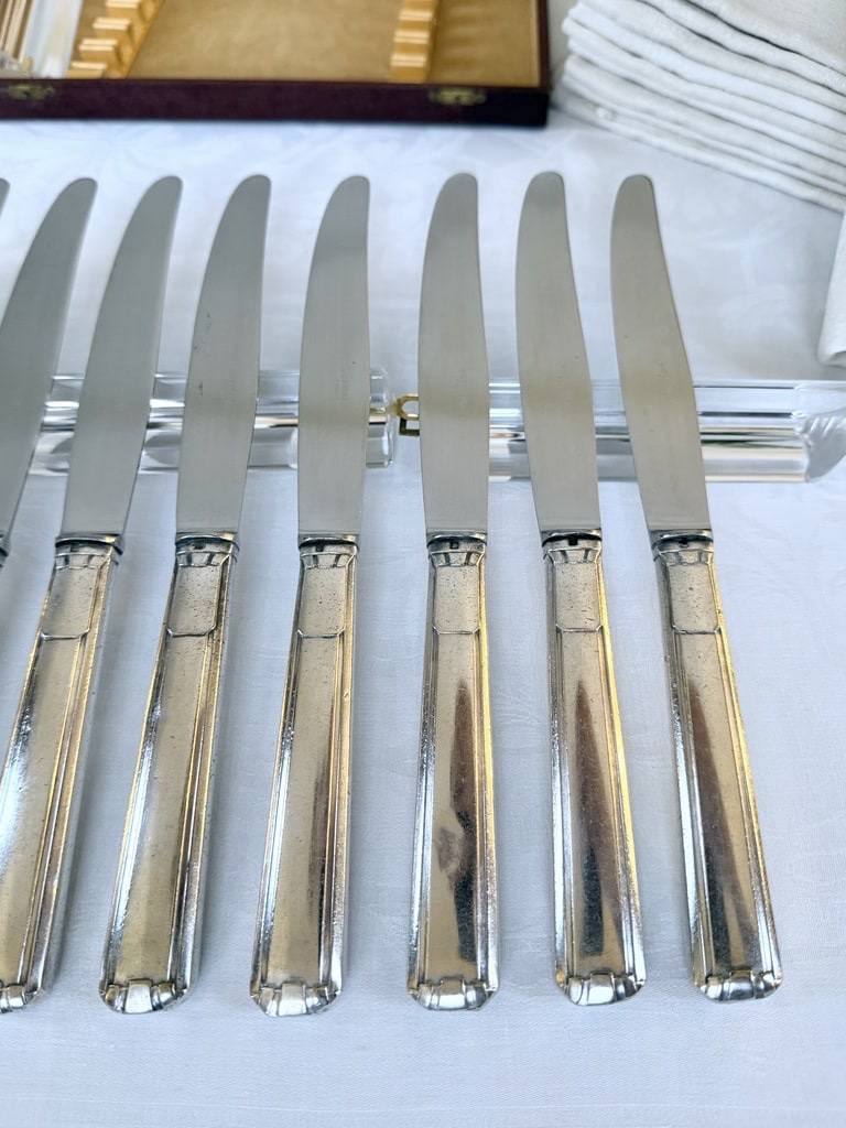 Couteaux en métal argenté - Art Déco - Coffret Ménagère