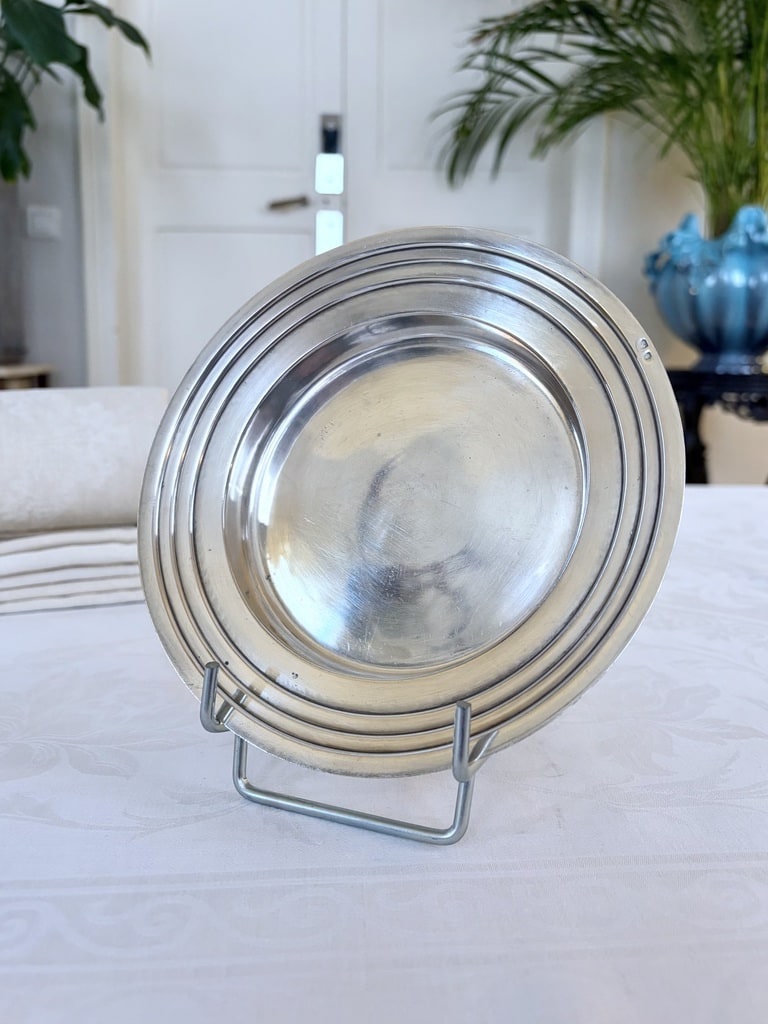 Dessous de carafe en métal argenté - Art Déco - Décor à gradins - Orfèvrerie Liberty-photo-4