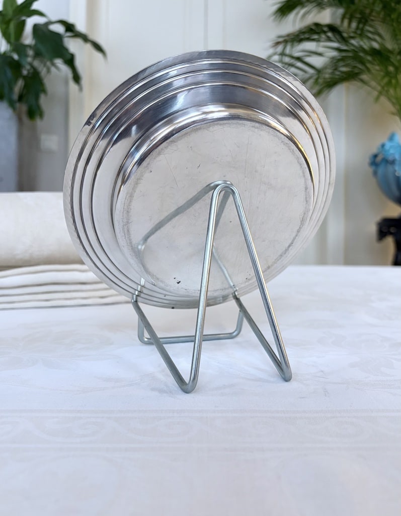 Dessous de carafe en métal argenté - Art Déco - Décor à gradins - Orfèvrerie Liberty-photo-3