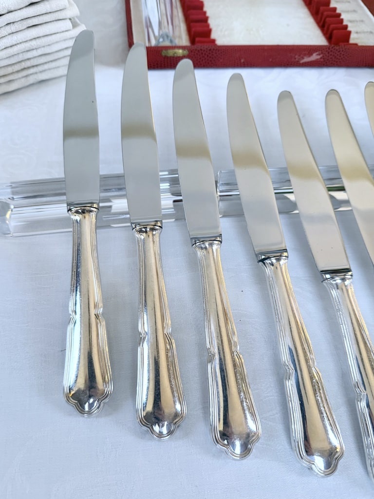 Silver-plated Metal Knives With Stainless Steel Blades - 20th Century - Fillet Model-photo-2
